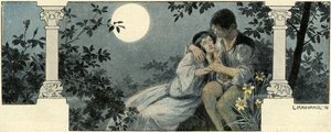 Couple Embracing in the Light of the Moon by Leo Kainradl