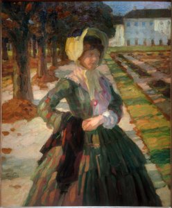 Young Woman in Green Dress by Leo Putz