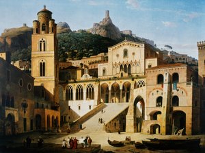 Square in front of Cathedral of Amalfi by Leo von Klenze