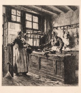 Interior of a Butcher Shop by Leon Augustin Lhermitte