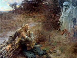 The Death and the Woodman. Illustration for the Fable by Jean de La Fontaine