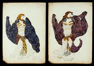 A pair of costume designs for female dancers from 