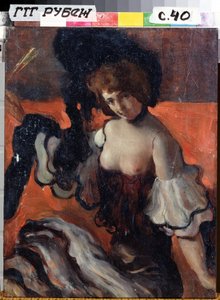 In a restaurant, lady in black by Leon Bakst
