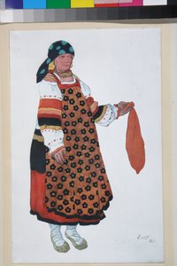 Peasant woman, Costume design for the Vaudeville Old Moscow, at the Theatre Femina in Paris