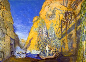 Set design for a Ballets Russes production of Le Dieu Bleu (The Blue God), 1911