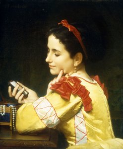 Lady Looking in Hand Mirror