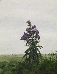 Campanula in front of a Landscape by Léon Bonvin