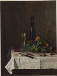Still Life with Basket of Grapes by Léon Bonvin