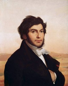Portrait of Jean-Francois Champollion, French egyptologist, decipherer of hieroglyphs. Painting by Leon Cogniet. Louvre Museum