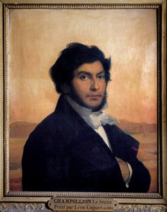 Portrait of Jean-Francois Champollion (1790-1832), French egyptologist, decipherer of hieroglyphs. Painting by Leon by Léon Cogniet