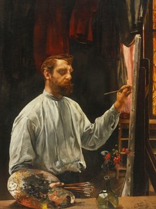 Portrait of Leon Frederic, Standing Half Length at His Easel