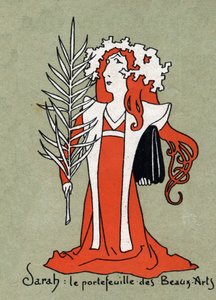 Cartoon by Henriette Rosine Bernard dit Sarah Bernhardt as a Portfolio of Fine Arts - Illustration by Leon Lebegue