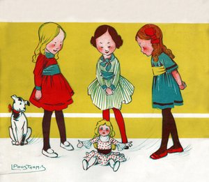 Girls playing dolls by Leon Pousthomis