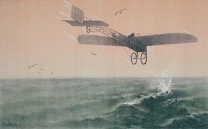 Louis Bleriot crossing the English Channel for the first time by plane on the 25th July 1909
