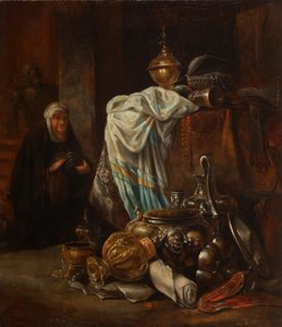 Still Life with Oriental Items and Metal Vessels by Leonaert Bramer