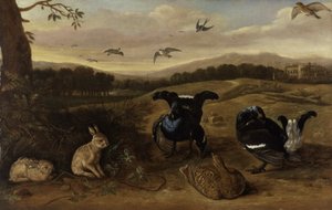 Black Game, Rabbits and Swallows in a Park by Leonard Knyff