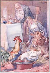Pretty Chicks and Dappled Cow, What Shall Be Our Answer Now by Leonard Leslie Brooke