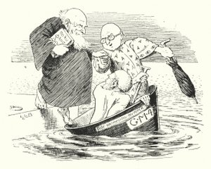 Three wise men of Gotham, went to sea in a bowl (engraving) by Leonard Leslie Brooke