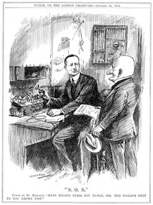 Mr. Punch Thanking Marconi for Wireless Telegraphy Which Was Saving Lives at Sea, 1913
