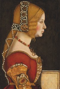 Portrait of Isabella of Aragon, Duchess of Milan, half-length, in profile to the right by Leonardo da (circle of) Vinci