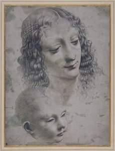 The Head of a Woman and the Head of a Baby by Leonardo da (follower of) Vinci