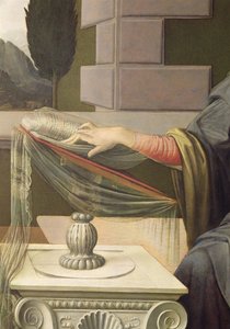 Detail of the Virgin Mary, from the Annunciation (post restoration) by Leonardo da Vinci