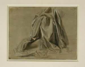 Study of Drapery for a Kneeling Figure in Lost Profile by Leonardo da Vinci