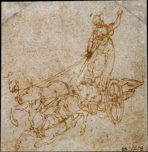 Goddess Standing in a Chariot Drawn by Two Horses, One Falling by Leonardo da Vinci