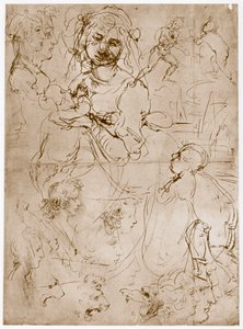Kneeling Madonna with the Child and St. John by Leonardo da Vinci