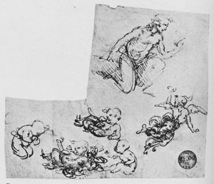 Kneeling Youth and Putti, c.1480 by Leonardo da Vinci