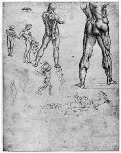 Nude studies for The Battle of Anghiari, c1503-1505 by Leonardo da Vinci