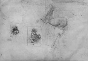 Sketches for a Kneeling Leda and of a Horse