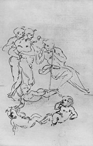 Studies of Figures and Putti for an Adoration, c1481