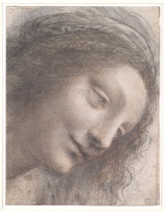 The Head of the Virgin in Three-Quarter View Facing Right by Leonardo da Vinci