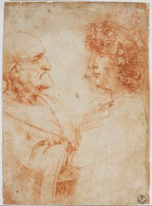 Two male profiles, an old man and a young man - The young man represents Gian Giacomo Caprotti dit Andrea Salai or Salaij