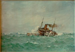Paddle Steamer in Rough Sea