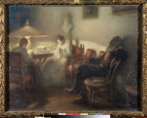 The Author Leo Tolstoy with His Family in Yasnaya Polyana by Leonid Osipovic Pasternak