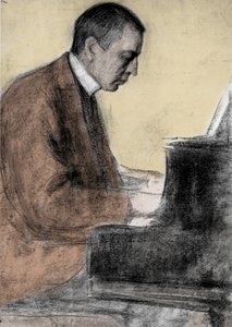 Portrait of Sergei Rachmaninov (1873 - 1943), Russian composer and pianist. Drawing by Leonid O. Pasternak (1862-1945) by Leonid Osipovic Pasternak