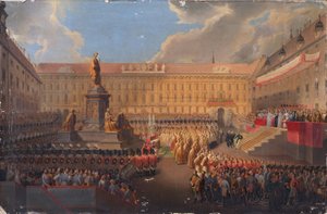 Unveiling of the Monument for Emperor Franz I of Austria on June 19, 1846 at Franzensplatz in Vienna by Leopold Bucher