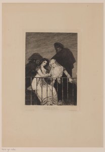 Two Women with Two Men in the Shadow by Leopold Flameng