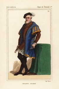 Philippe Chabot, Lord of Brion, Count of Charny, Admiral de Brion, French admiral, d. 1543. Handcoloured lithograph after a portrait in Roger de Gaignieres