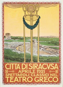 Advertising Poster for the Theater Season in the Greek Arena of Syracuse, Italy by Leopoldo Metlicovitz