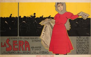 La Sera. The Cheapest Newspaper in Milan by Leopoldo Metlicovitz