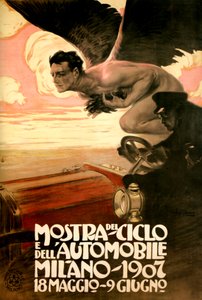 Poster for the Car and Bicycle Show, Milan 18 May-9 June