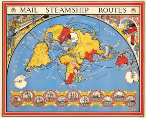 Poster Advertising Mail Steamship Routes