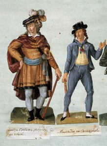 French Revolution: Costumes of Fanciful Royalist Dandies (Muscadin)