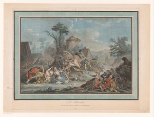 Village Festival with Various Figures at a Seesaw by Leveille