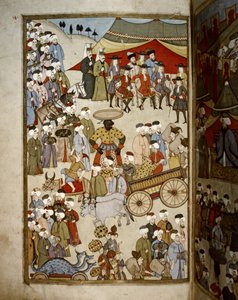 The Bazaar at Istanbul, c.1720 (miniature) by Levni Levni