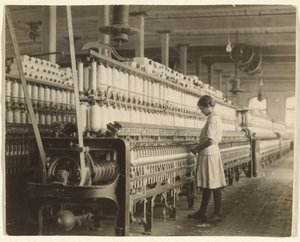 Fourteen Year Old Spinner, Brazos Valley Cotton Mill, West Texas by Lewis W. Hine