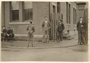 Group of Men and Boys Gathered Outside by Lewis W. Hine